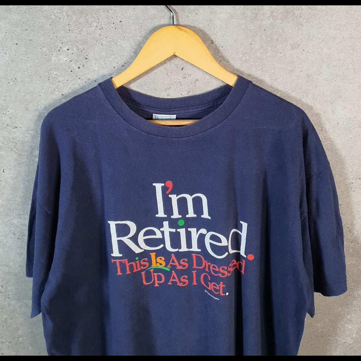 Vintage Peacock I’m Retired Graphic 90s USA Single Stitch T Shirt Men’s XL Blue