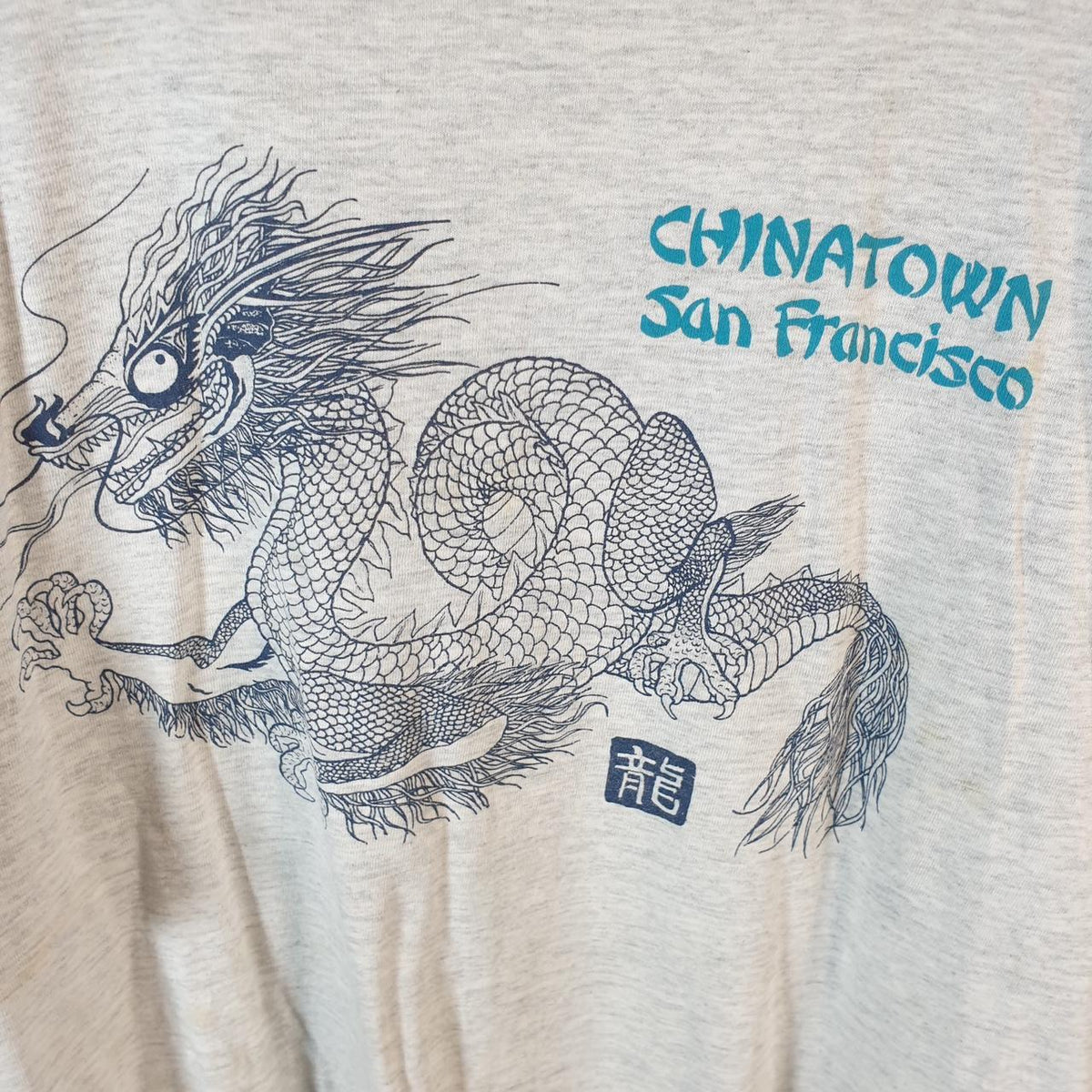Vintage Tultex San Francisco Chinatown Dragon 90s USA Single Stitch T Shirt Men’s XL Grey