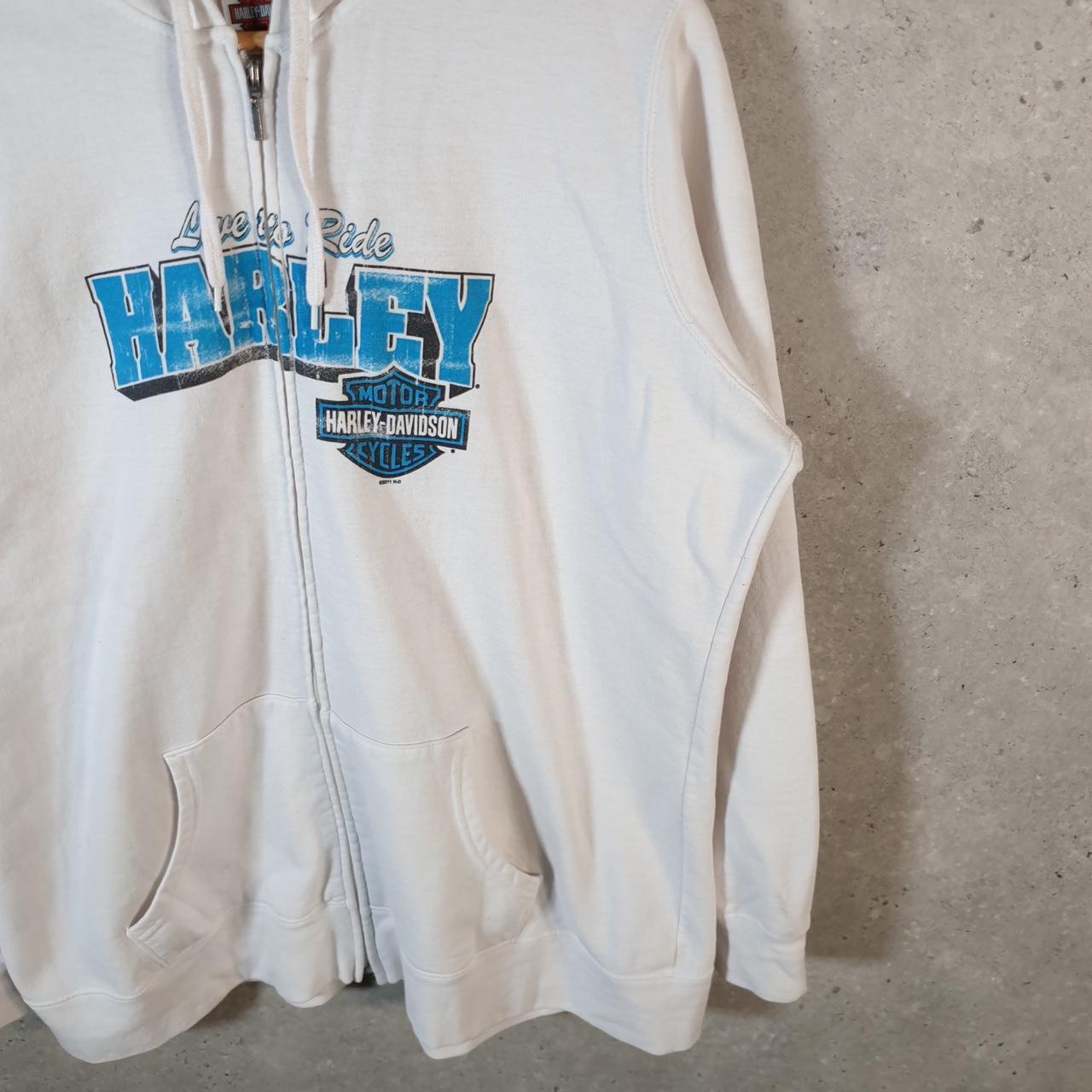 Vintage Harley Davidson 2011 Evansville Hoodie Womens XL White Full Zip Motorcycle