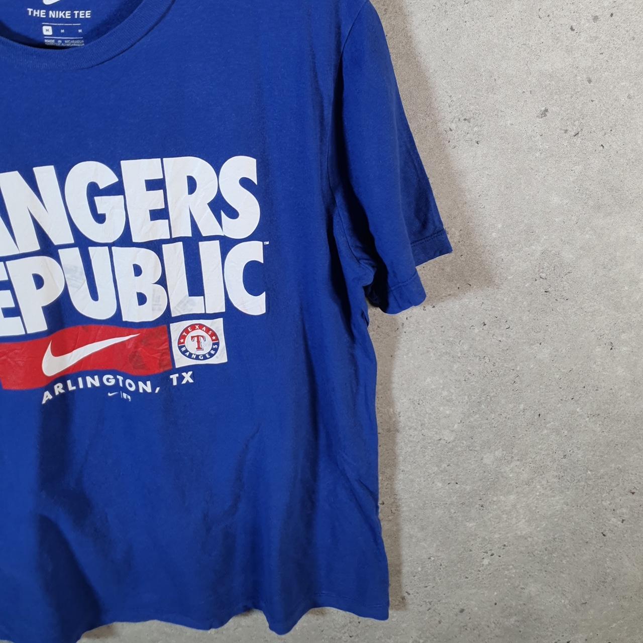 Vintage Nike Rangers Arlington Texas MLB T Shirt Mens Medium Blue Logo Swoosh Athletic