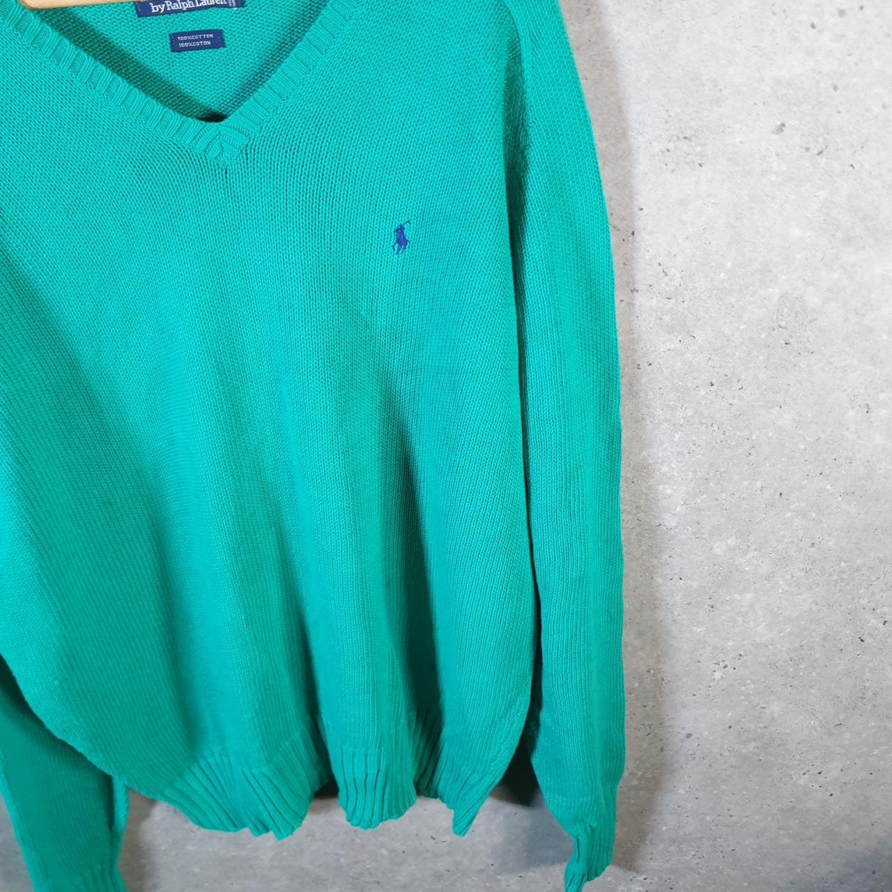 Vintage Ralph Lauren Polo Knit Sweatshirt Men’s Large Blue Cotton Pullover Pony