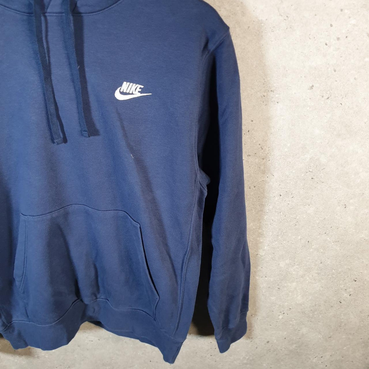 Vintage Nike Club Embroidered Hoodie Men’s Small Navy Blue Swoosh Y2K Pullover