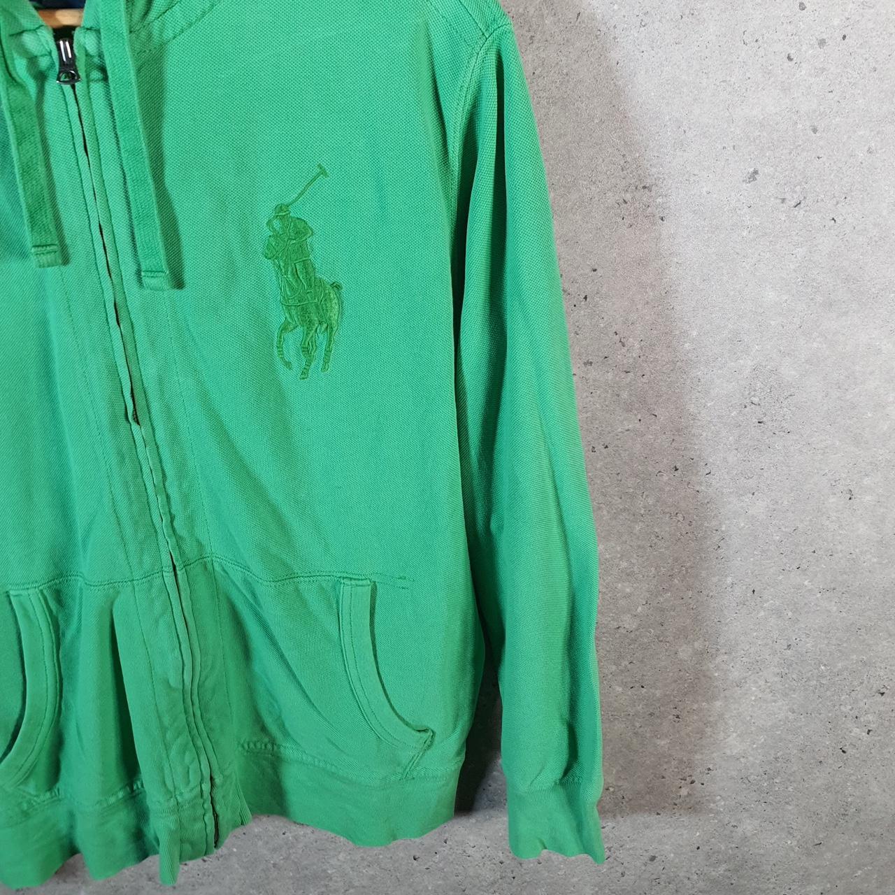 Vintage Ralph Lauren Polo Heavyweight Hoodie Womens Medium Green Cotton Full Zip Pony