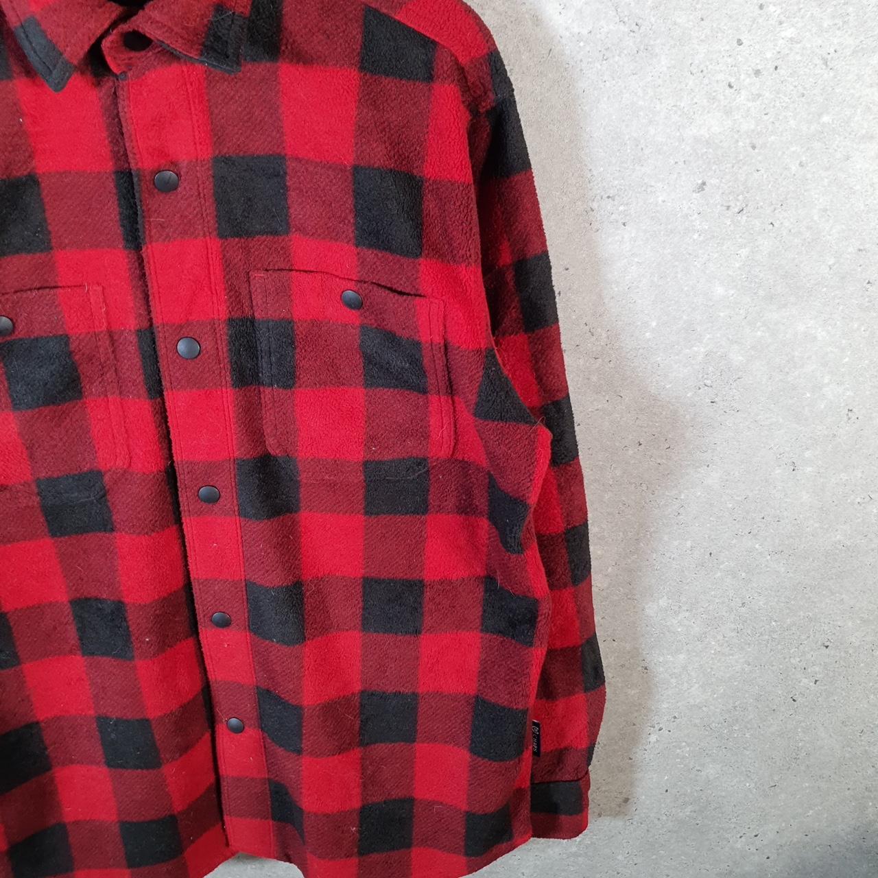 Vintage Chaps Ralph Lauren Overshirt Shacket Fleece Sweatshirt Mens Medium Red Button