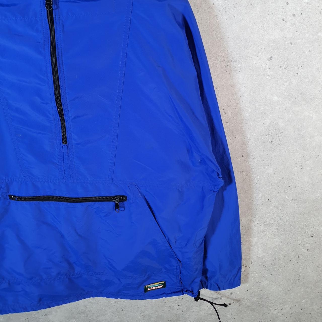 Vintage L.L. Bean Made In USA Outdoors Nylon Jacket Mens Large 1/4 Zip Blue Waterproof