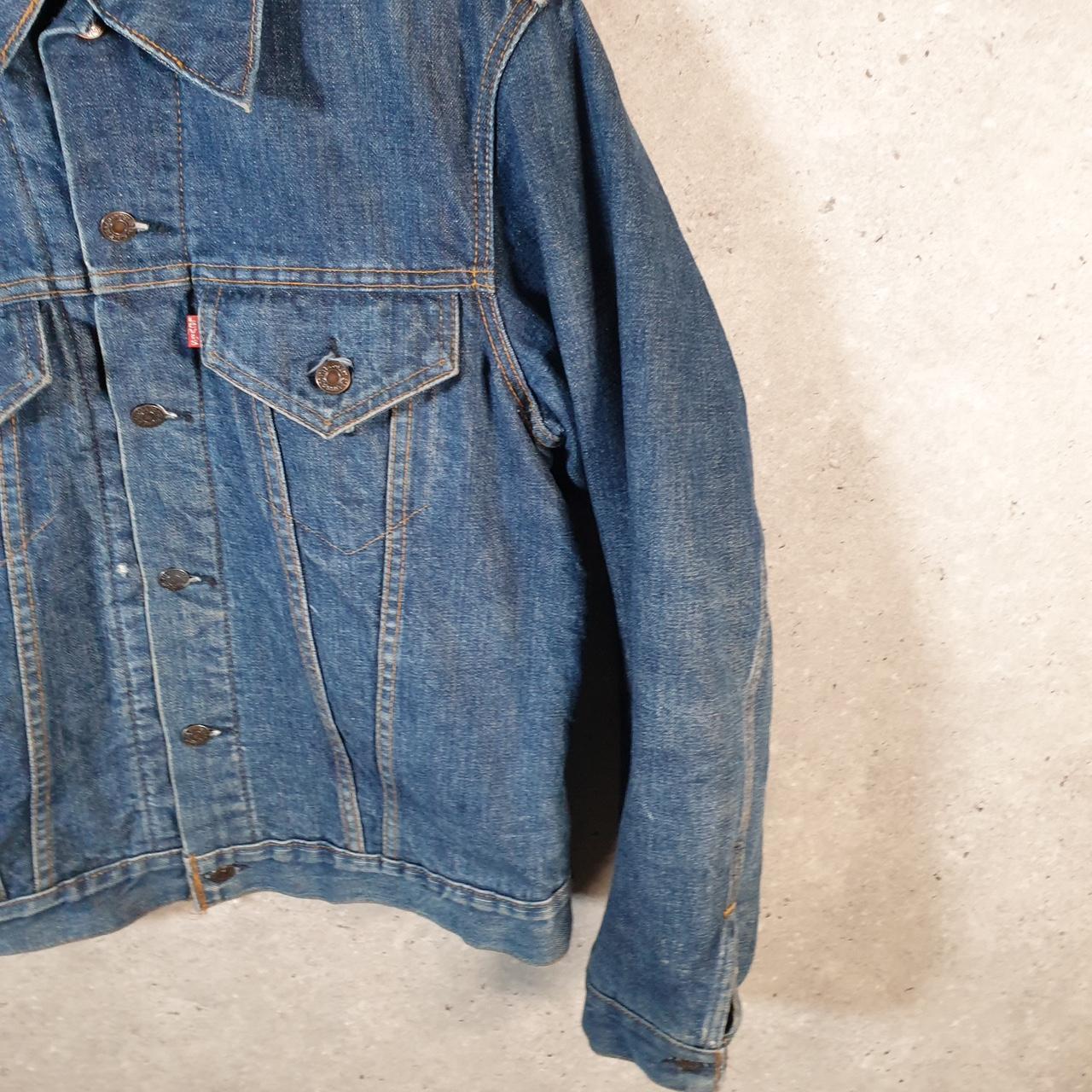 Vintage Levis Denim Jean Trucker Sherpa Jacket Mens Small Blue Sherling USA