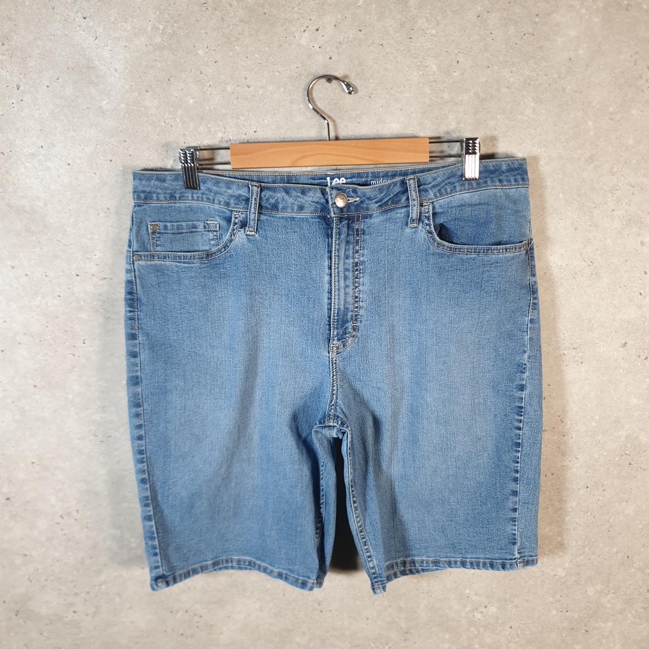 Vintage Lee Baggy Shorts Jorts Cargo Womens W36 Blue Denim Relaxed Cargo