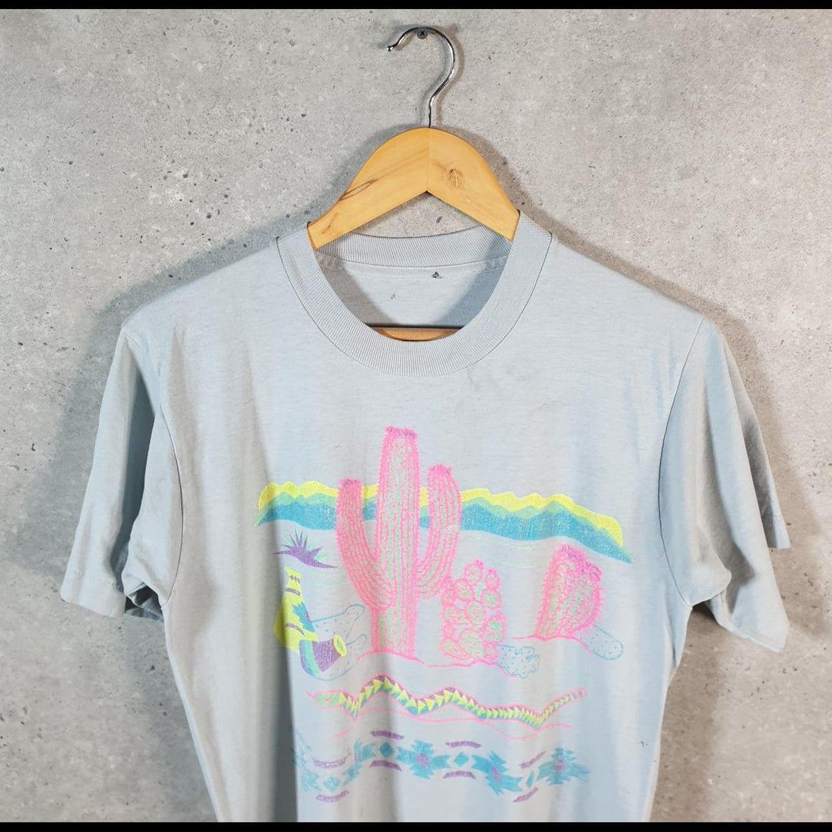 Vintage Cactus Desert USA Single Stitch T Shirt Men’s Small Grey C8353