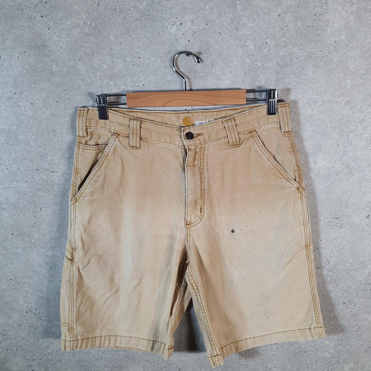 Vintage Carhartt Baggy Carpenter Shorts Jorts Cargo Men’s W33 Brown Relaxed Fit Workwear A4858