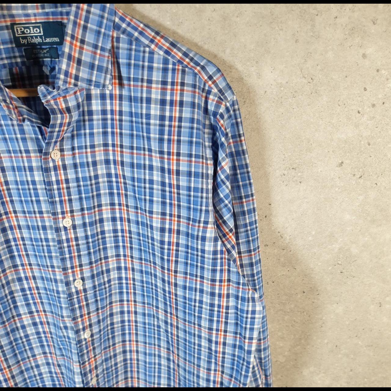 Vintage Ralph Lauren Button Down Shirt Men’s Large Blue Checkered Estate Classic Fit