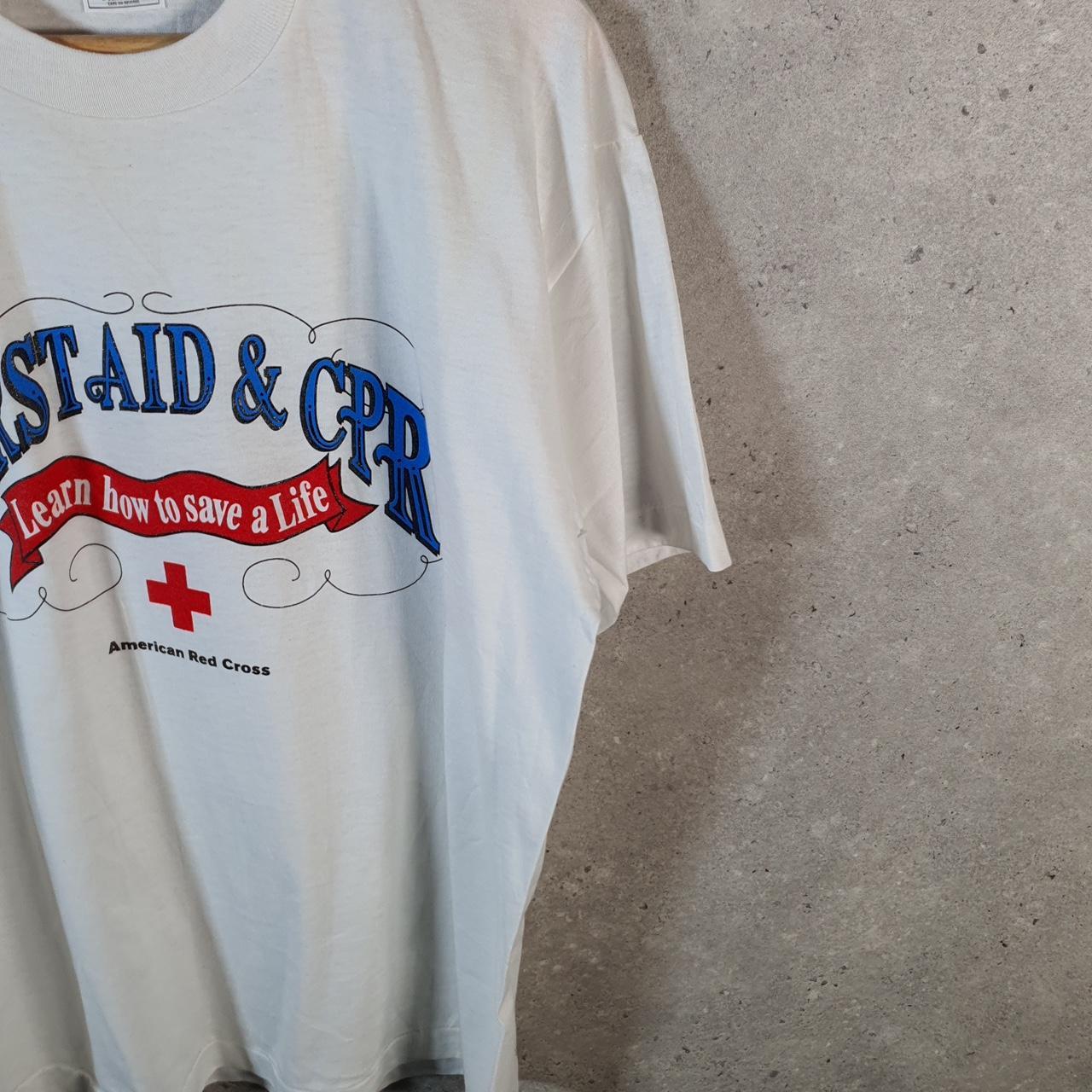 Vintage Fruit of the Loom American Red Cross 90s USA Single Stitch T Shirt Men’s Large White