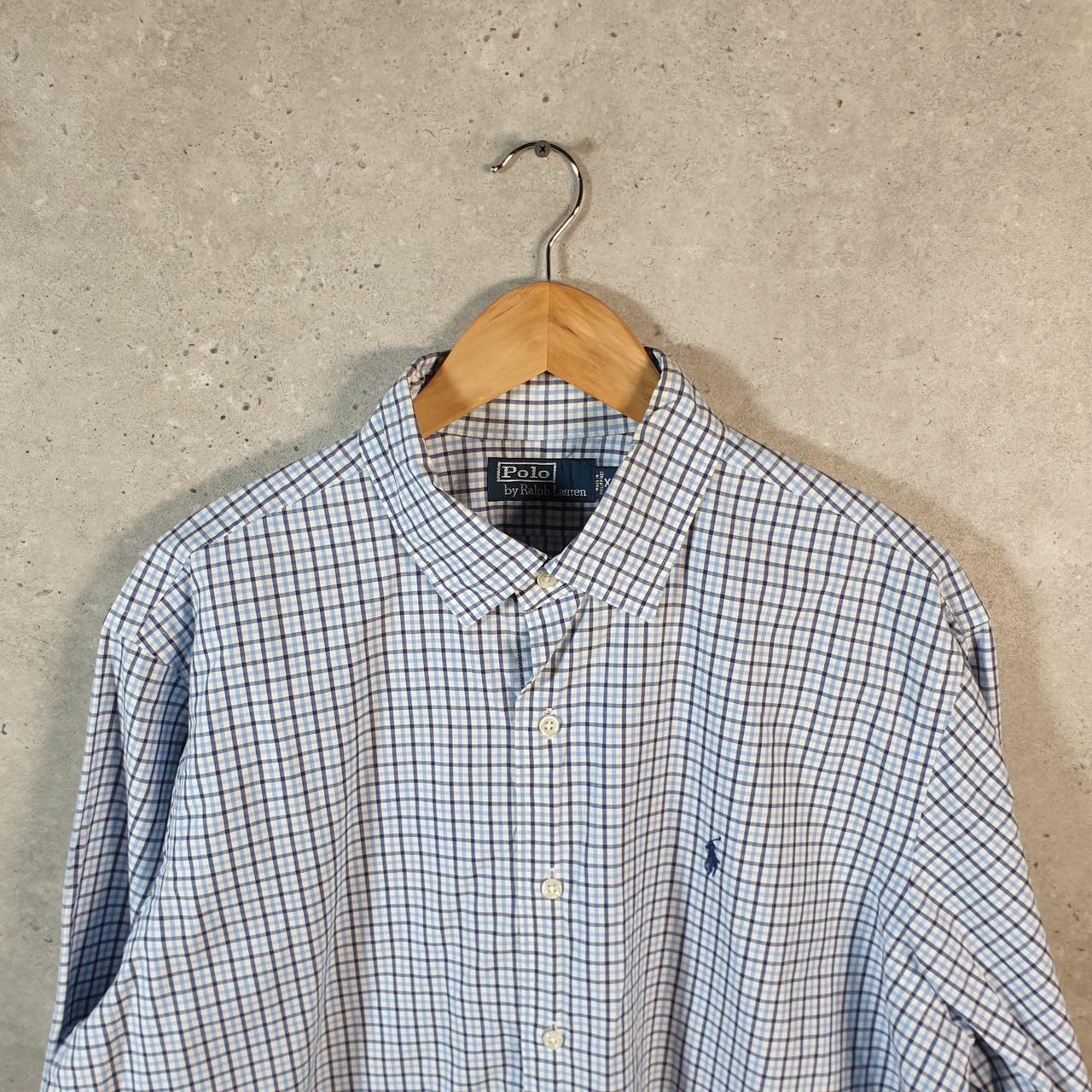 Vintage Ralph Lauren Button Down Shirt Men’s XL Blue Checkered Classic Fit Cotton Pony Big Fish Vintage