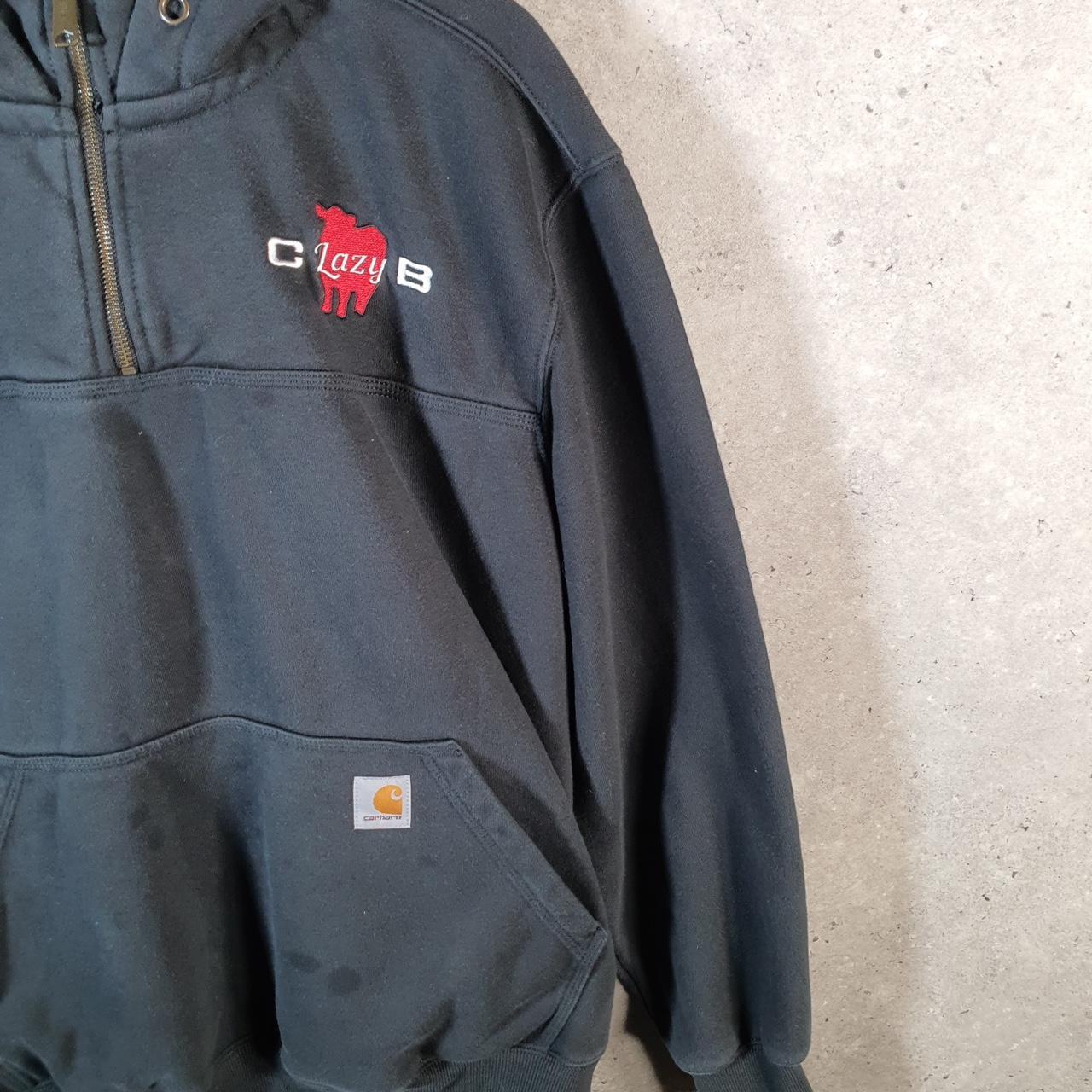 Vintage Carhartt Rain Defender Hoodie Men’s Large Black 1/4 Zip Pullover Blank USA Loose Fit