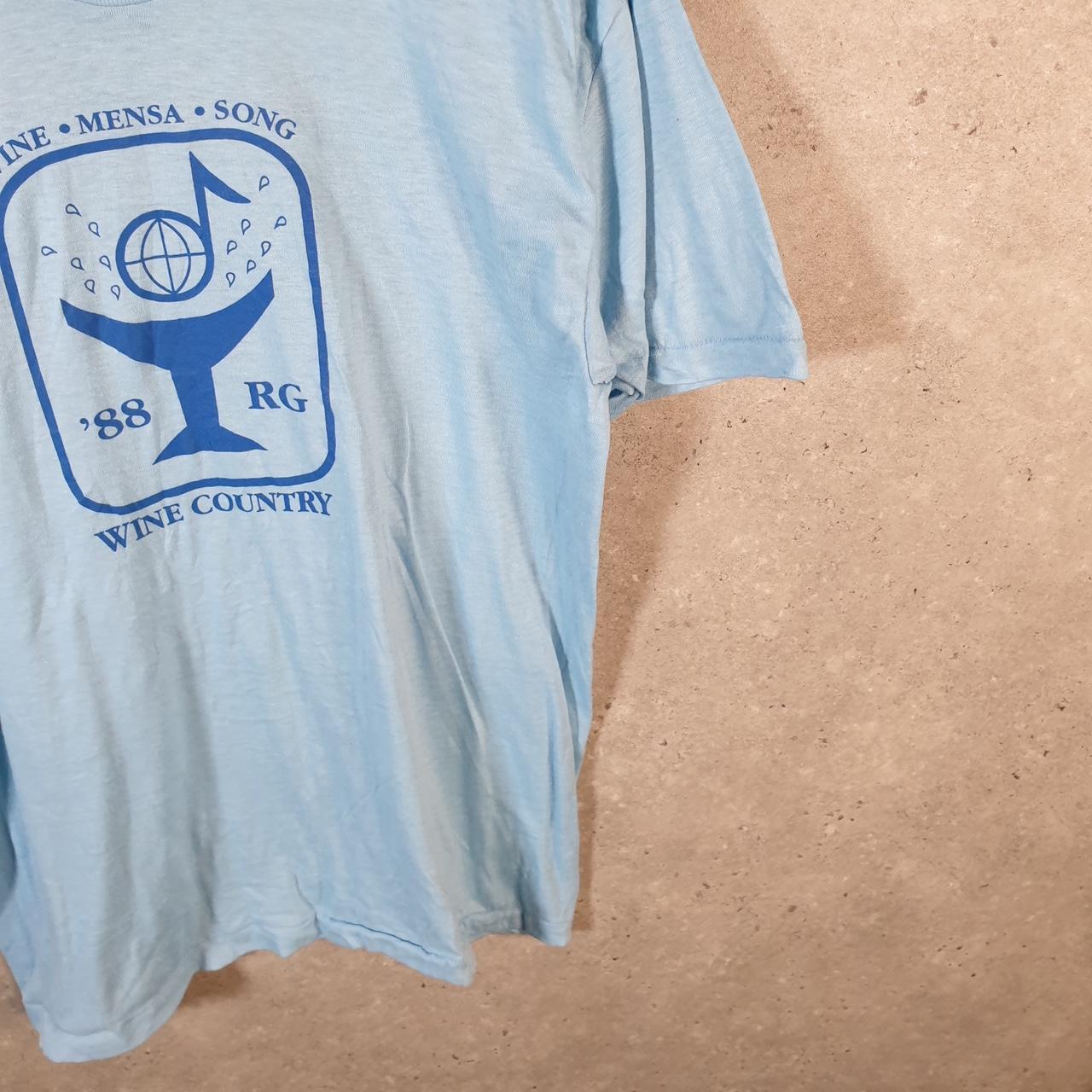 Vintage Oneita Power Wine Country 1988 USA Single Stitch T Shirt Men’s XL Blue