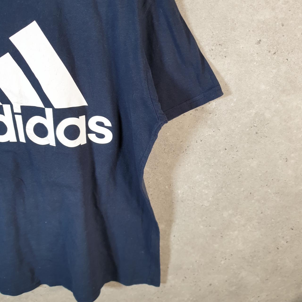 Vintage Adidas Golf T Shirt Men’s Medium Navy Blue Three Stripes Logo Athletic