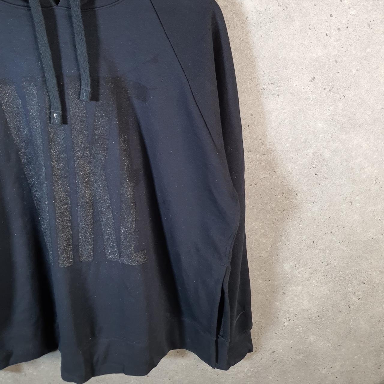 Vintage Nike Dri Fit Spellout Hoodie Womens Large Black Swoosh Y2K Pullover Logo