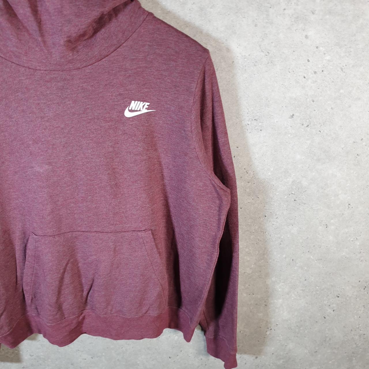 Vintage Nike Club Spellout Hoodie Womens Large Burgundy Swoosh Y2K Pullover