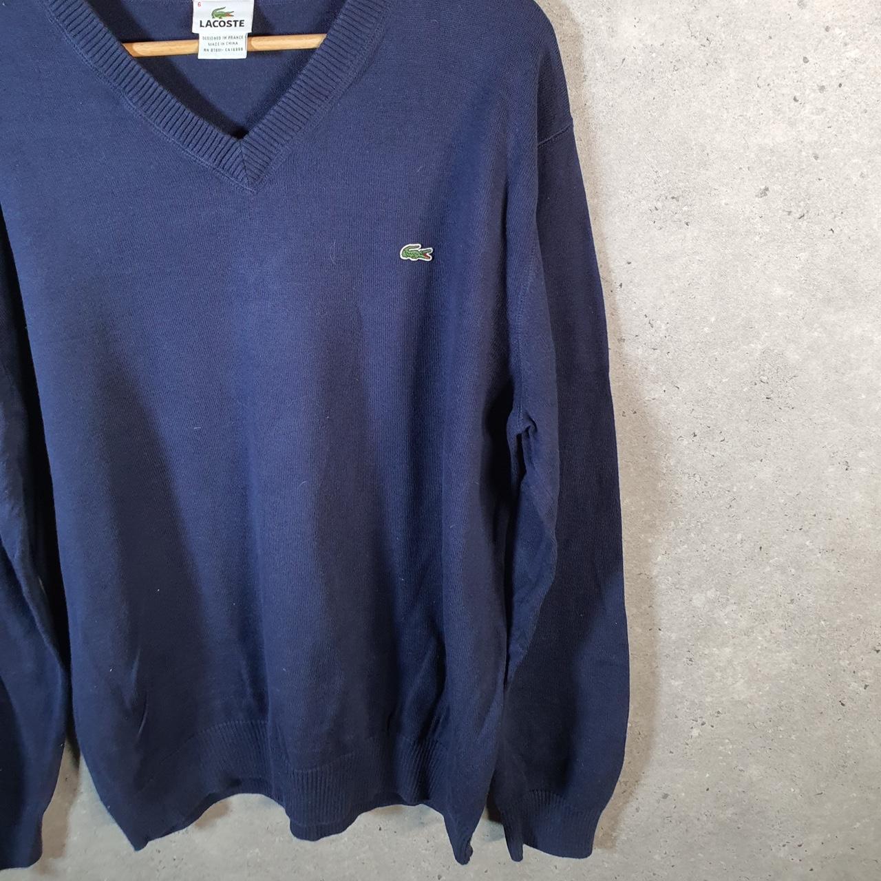 Vintage Lacoste Sweatshirt Men’s Large Navy Blue Pullover Logo Y2K Jumper Logo Casual