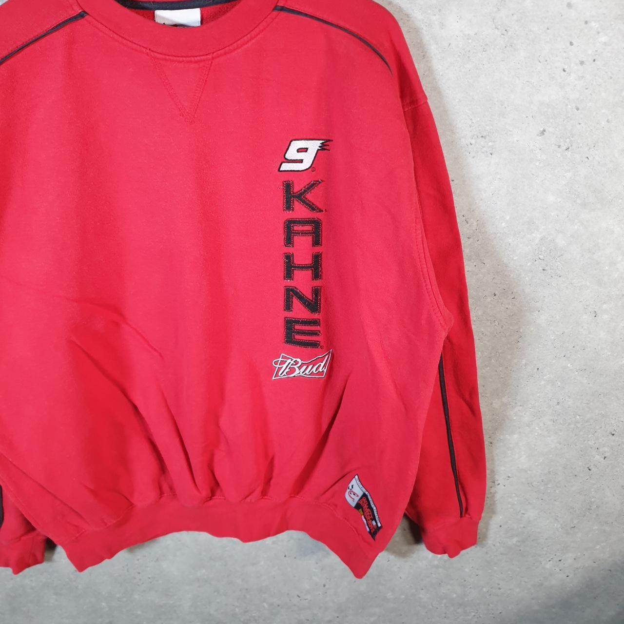 Vintage NASCAR Kahne Budweiser Sweatshirt Mens Large Red Pullover USA