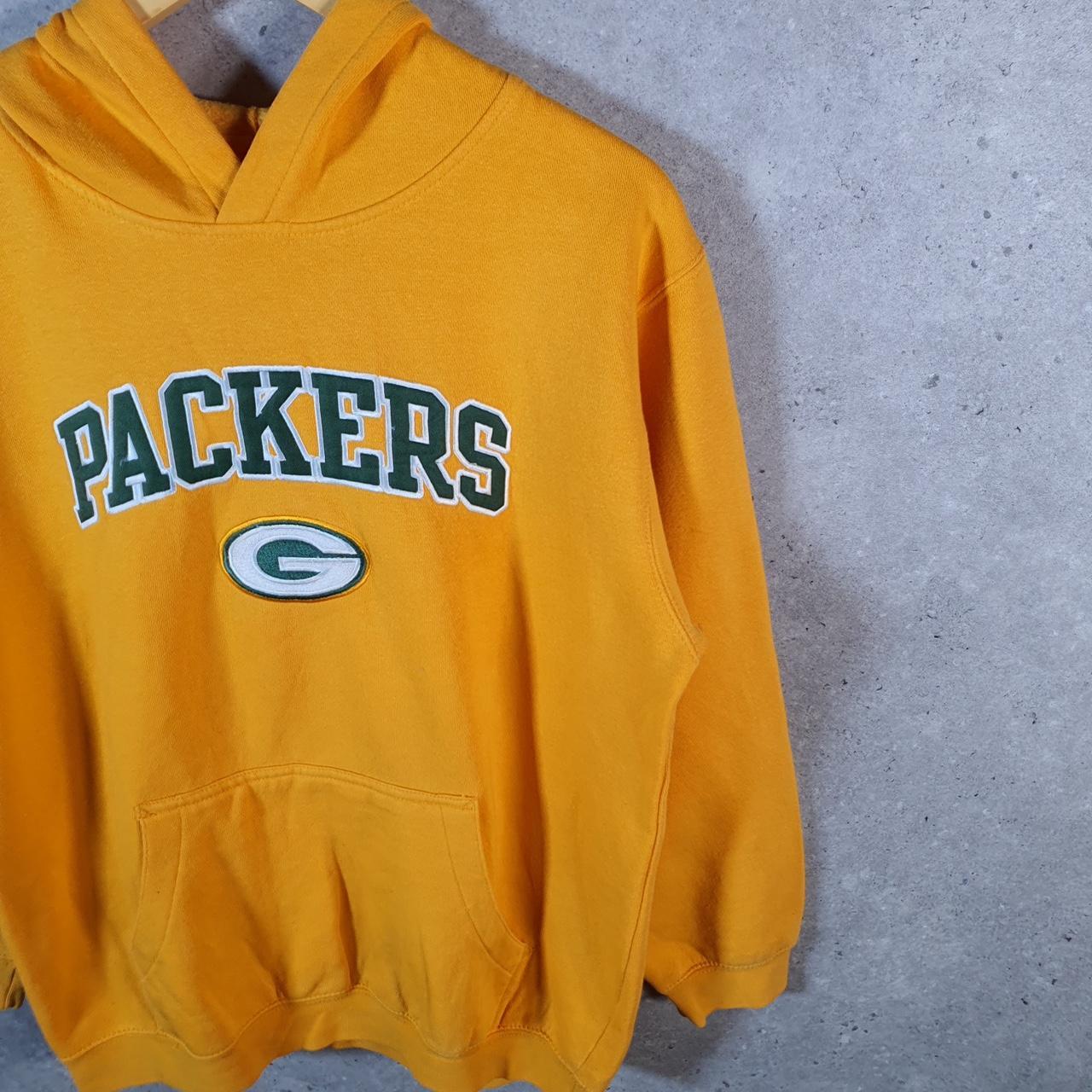 Vintage NFL Green Bay Packers Hoodie Youth XL Yellow Pullover USA Pro Sport