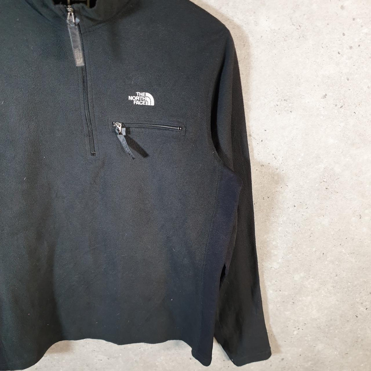 Vintage The North Face TNF Fleece Sweatshirt Mens 1/4 Zip Medium Black Pullover Logo