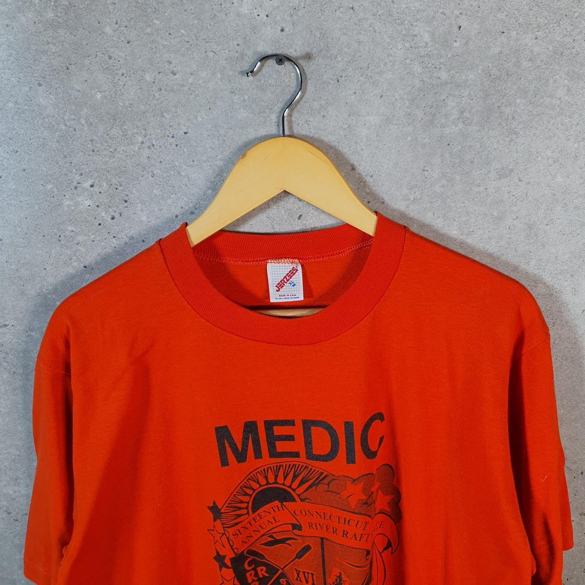 Vintage Jerzees Connecticut Medic USA 90s Single Stitch T Shirt Men’s XL Orange