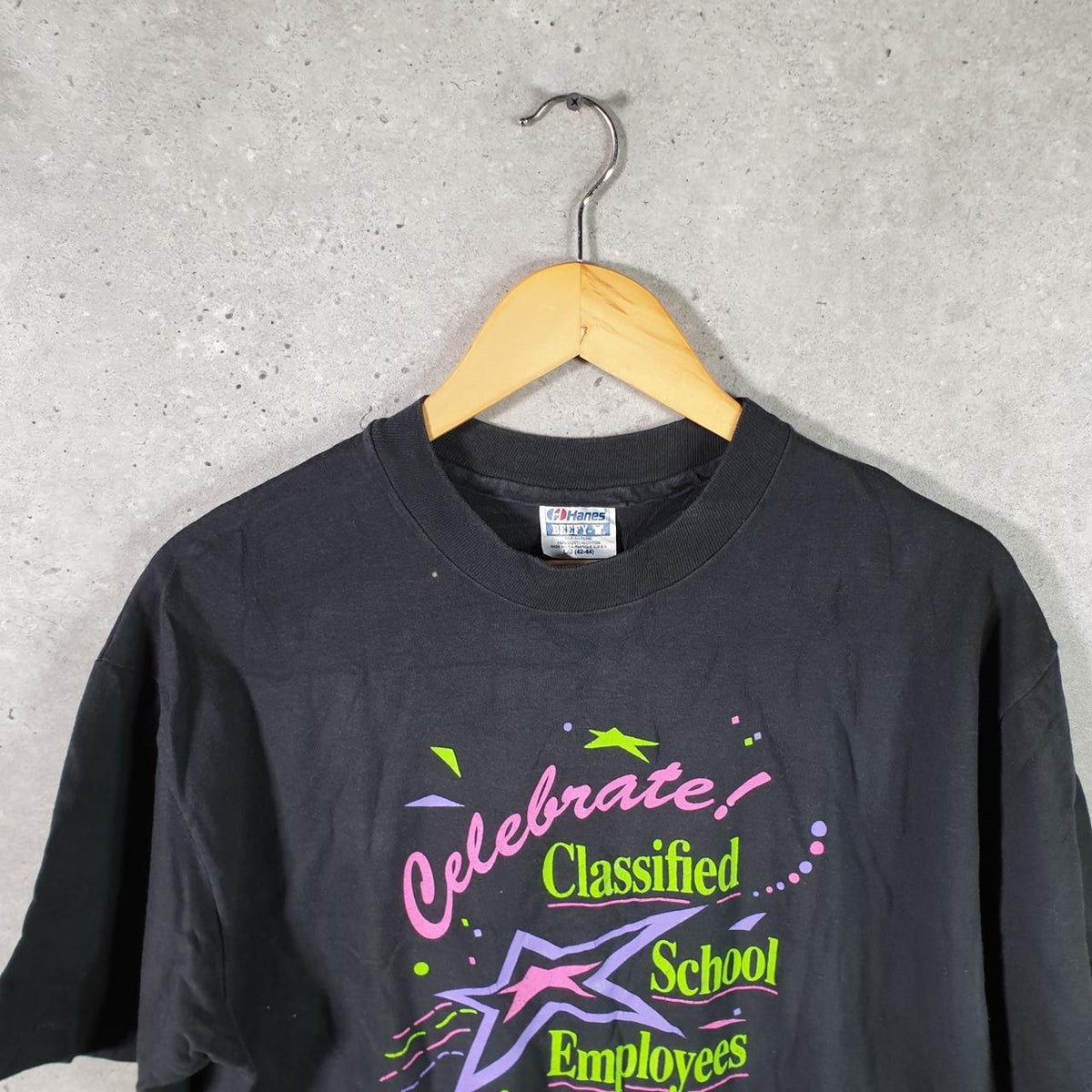 Vintage Hanes Beefy California School 90s USA Single Stitch T Shirt Men’s Large Black Big Fish Vintage
