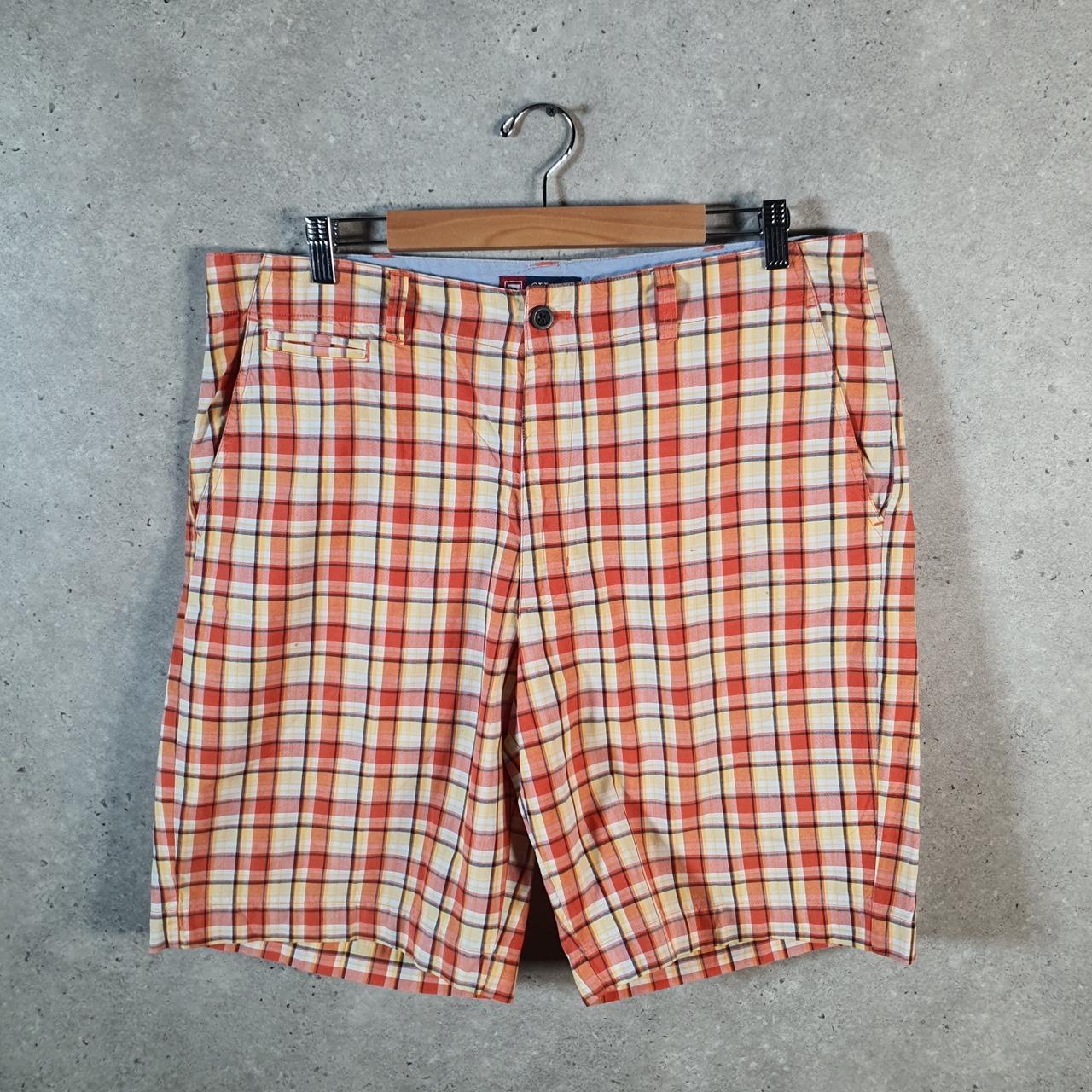 Vintage Chaps Ralph Lauren Polo Shorts Jorts Cargo Men’s W36 Checkered Black Baggy Cotton A4445