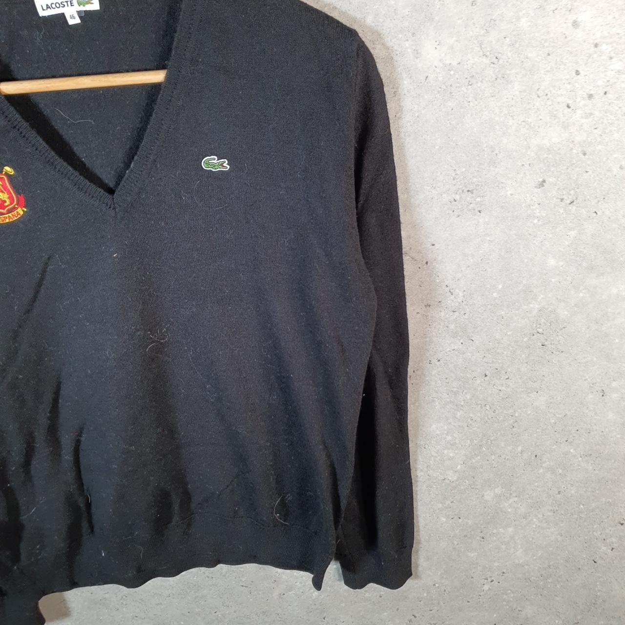 Vintage Lacoste Knit Sweater Mens XS Black Y2K Jumper Logo