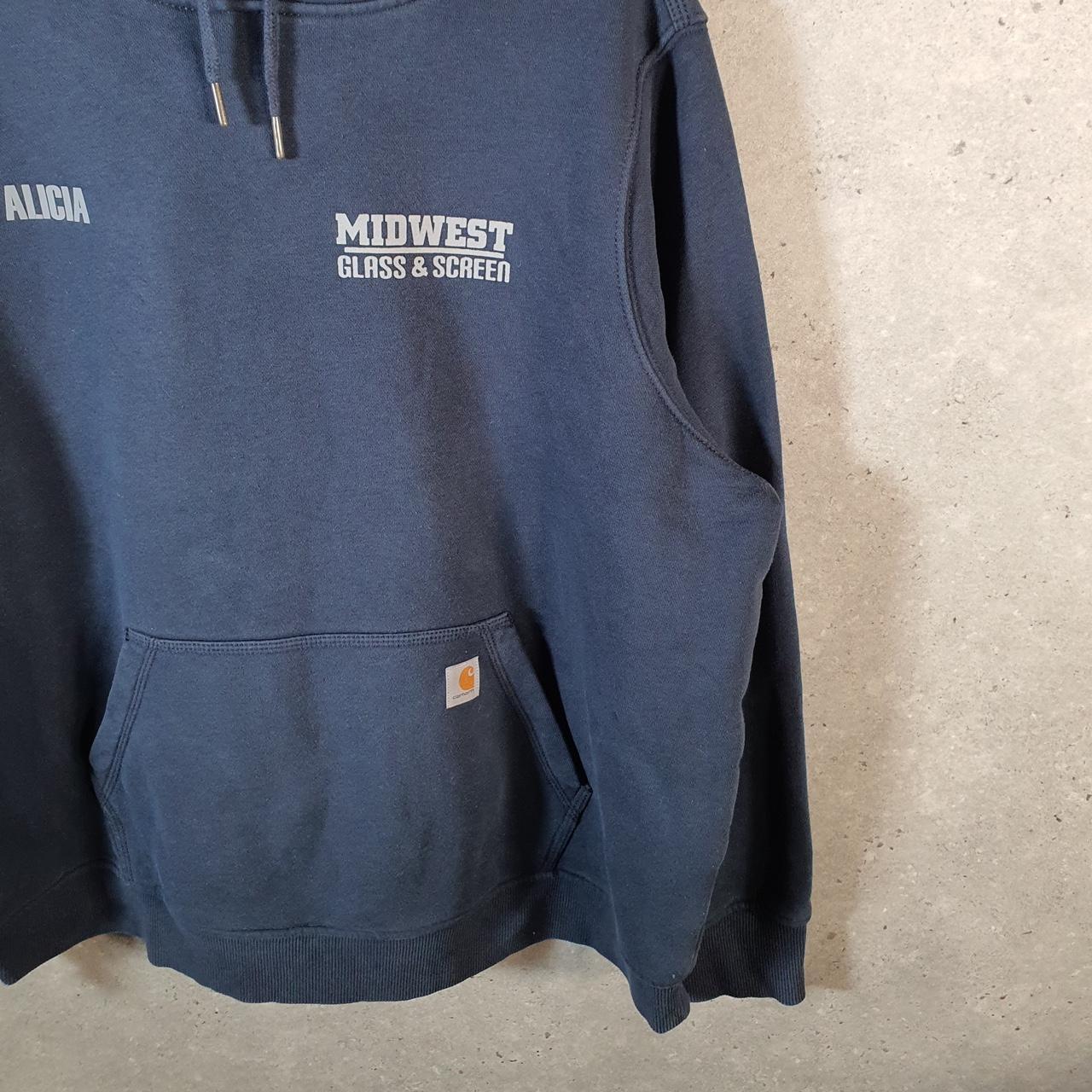 Vintage Carhartt Hoodie Womens 2XL Navy Blue Pullover Blank USA Relaxed Fit