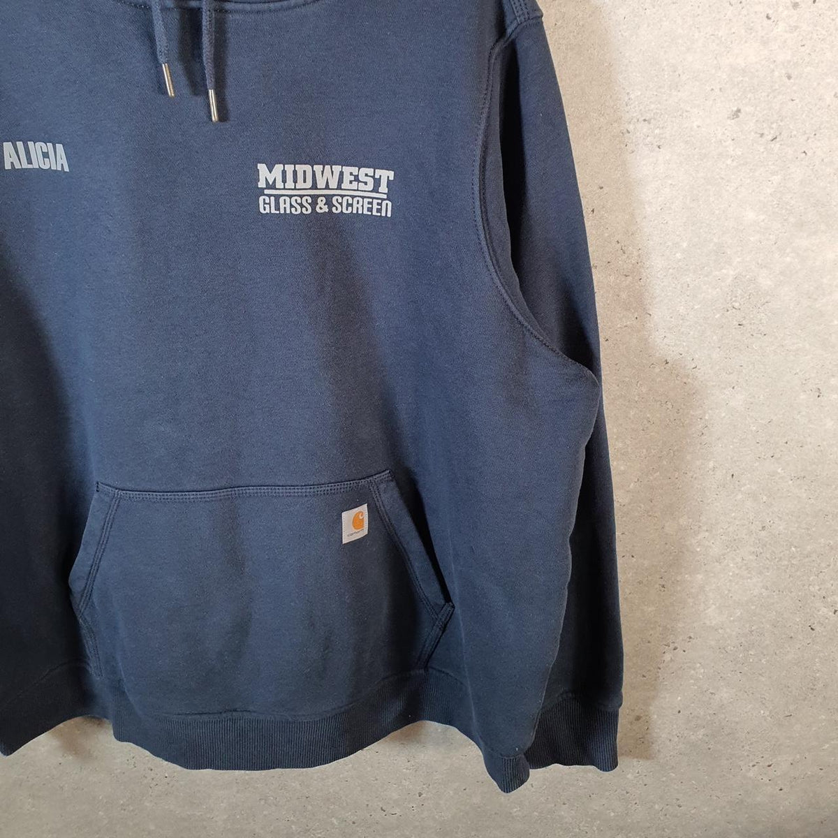 Vintage Carhartt Hoodie Womens 2XL Navy Blue Pullover Blank USA Relaxed Fit