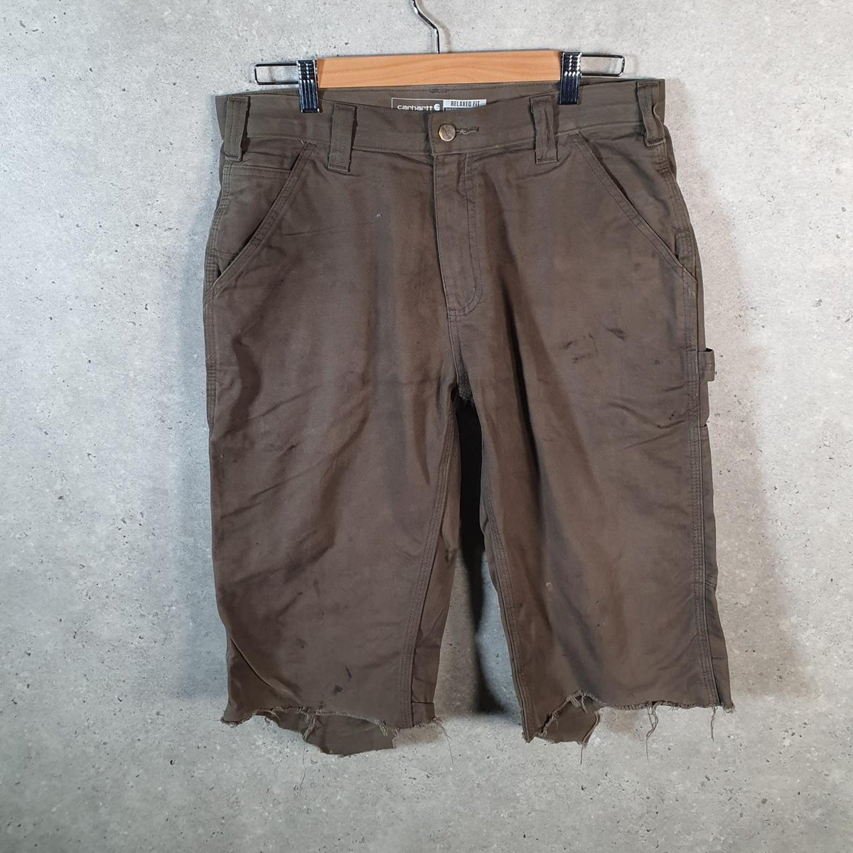 Vintage Carhartt Baggy Carpenter Shorts Jorts Cargo Men’s W32 Brown Relaxed Fit Workwear Big Fish Vintage