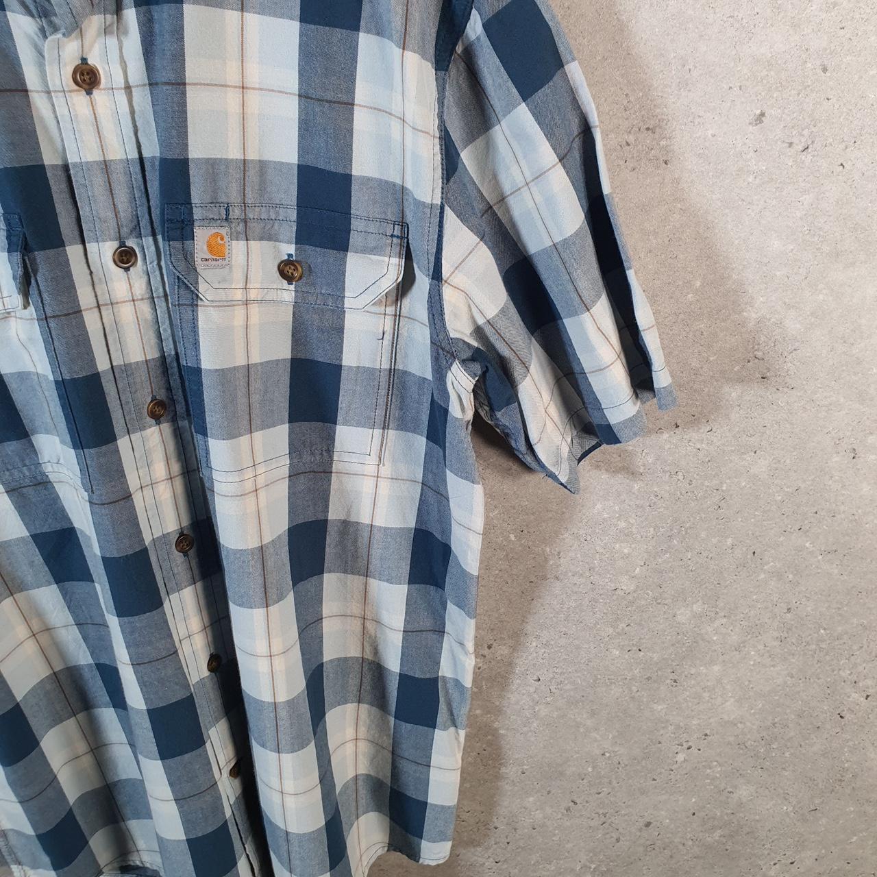 Vintage Carhartt Shirt Button Down Mens Medium Blue Short Sleeve Chore Utility Relaxed