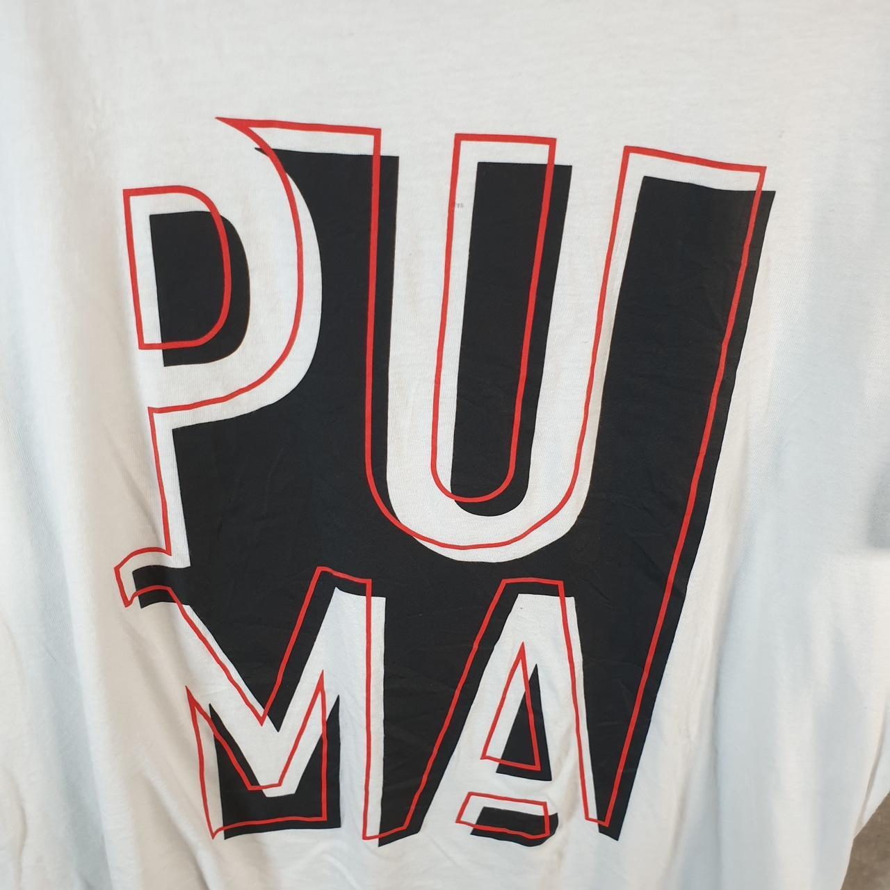 Vintage Puma Spellout T Shirt Mens XL White sports Logo Athletic