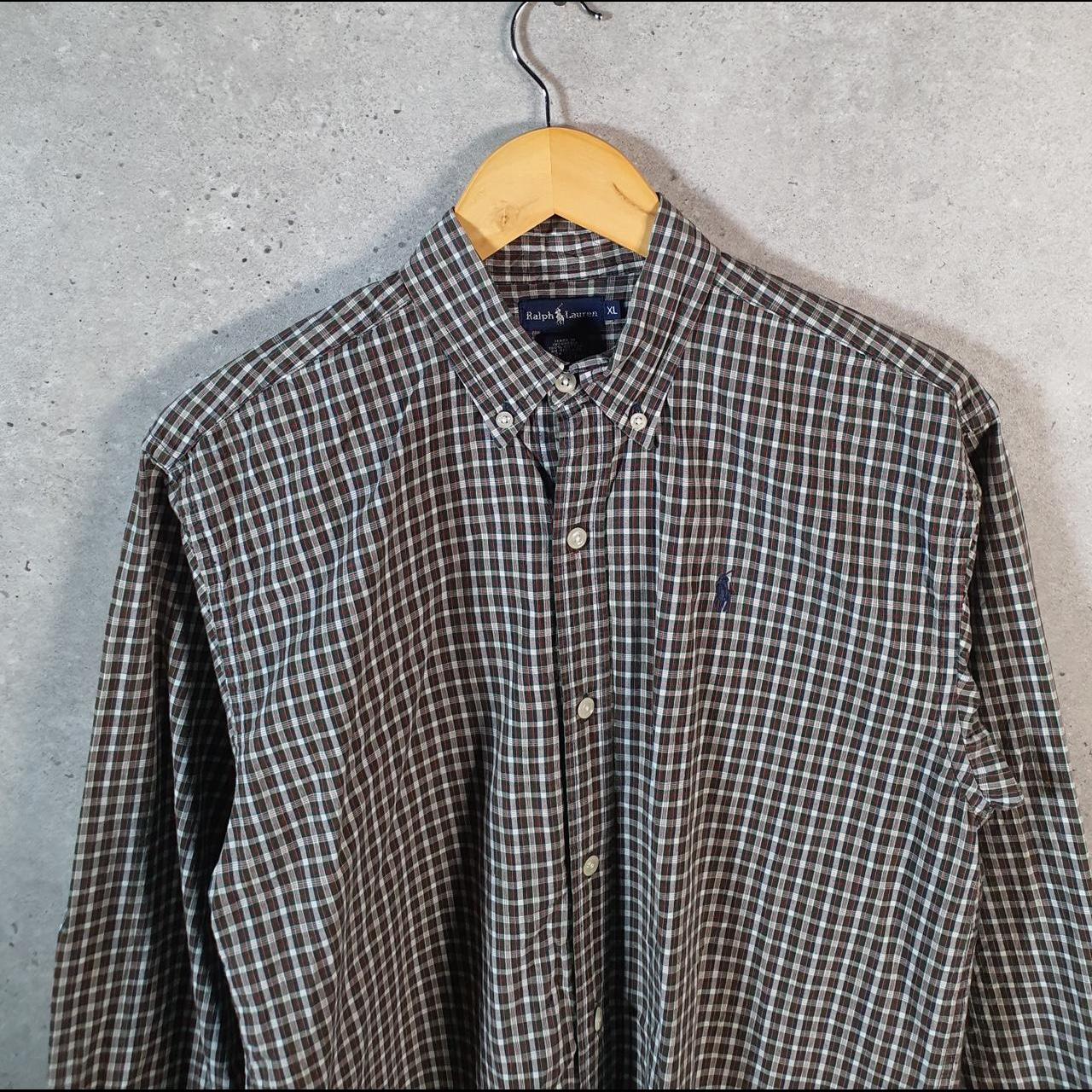 Vintage Ralph Lauren Button Down Shirt Womens XL Green Checkered Custom Pony Casual C8447