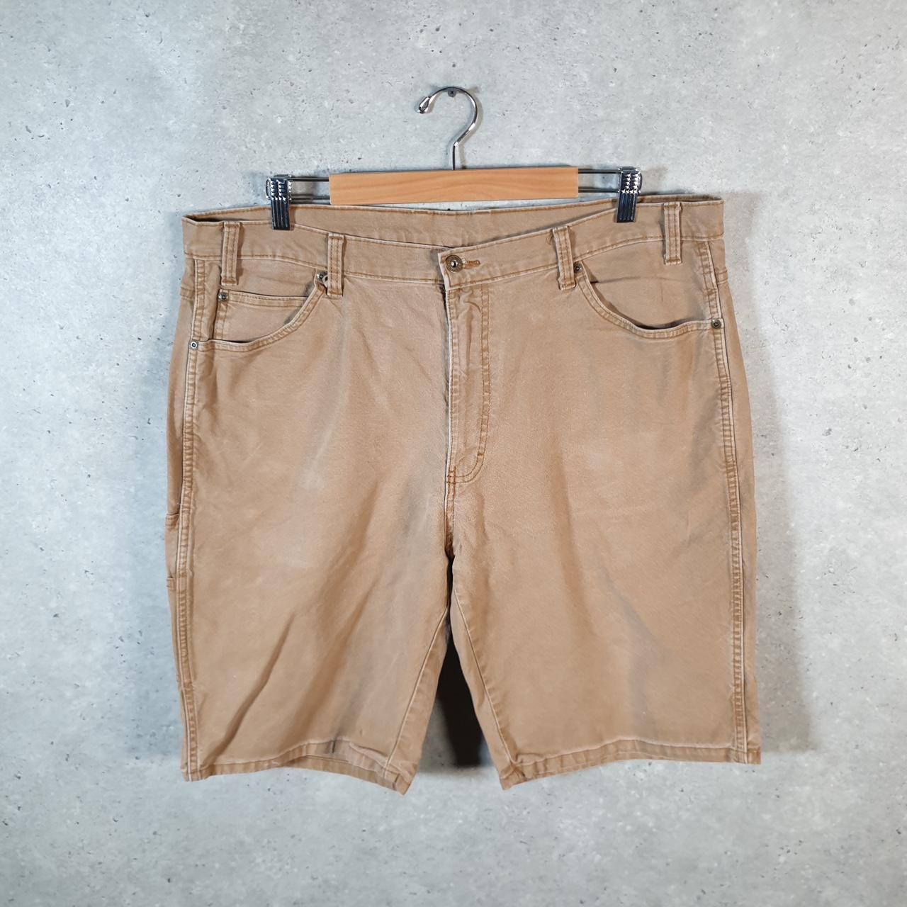 Vintage Dickies Carpenter Baggy Chino Shorts Jorts Cargo Mens W38 Brown Relaxed Fit