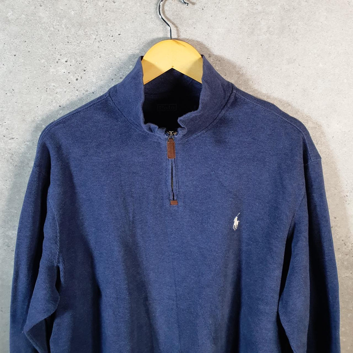 Vintage Ralph Lauren Polo 1/4 Zip Sweatshirt Men’s Large Navy Blue Pullover Pony C8841
