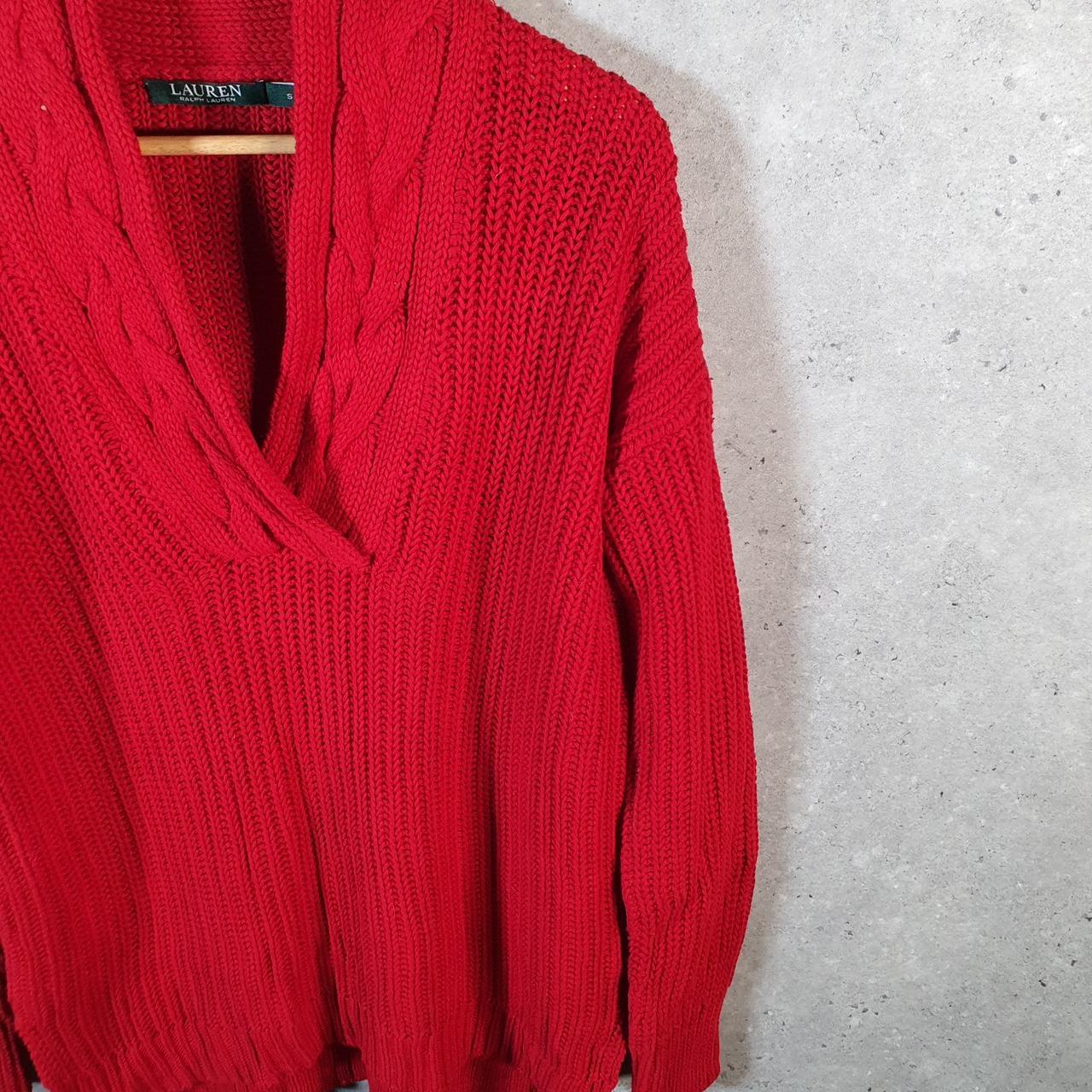 Vintage Ralph Lauren Polo Knit Sweater Womens Small Red Cotton Pullover