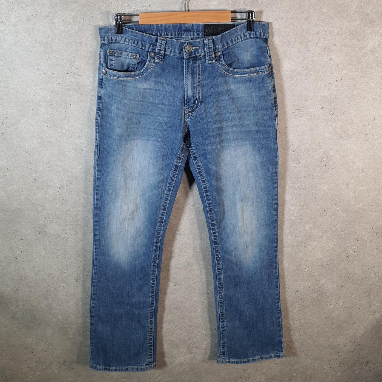 Vintage Axel Baggy Y2K Hip Hop Jeans Mens W32 L32 Blue Embroidered Denim Big Fish Vintage