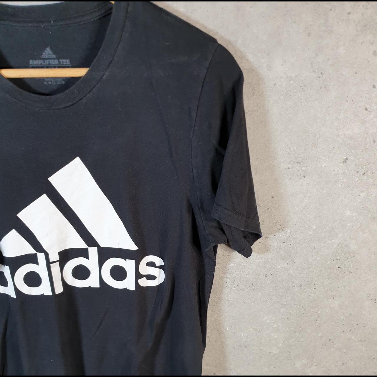 Vintage Adidas Amplifier T Shirt Men’s Medium Black Three Stripes Logo Athletic