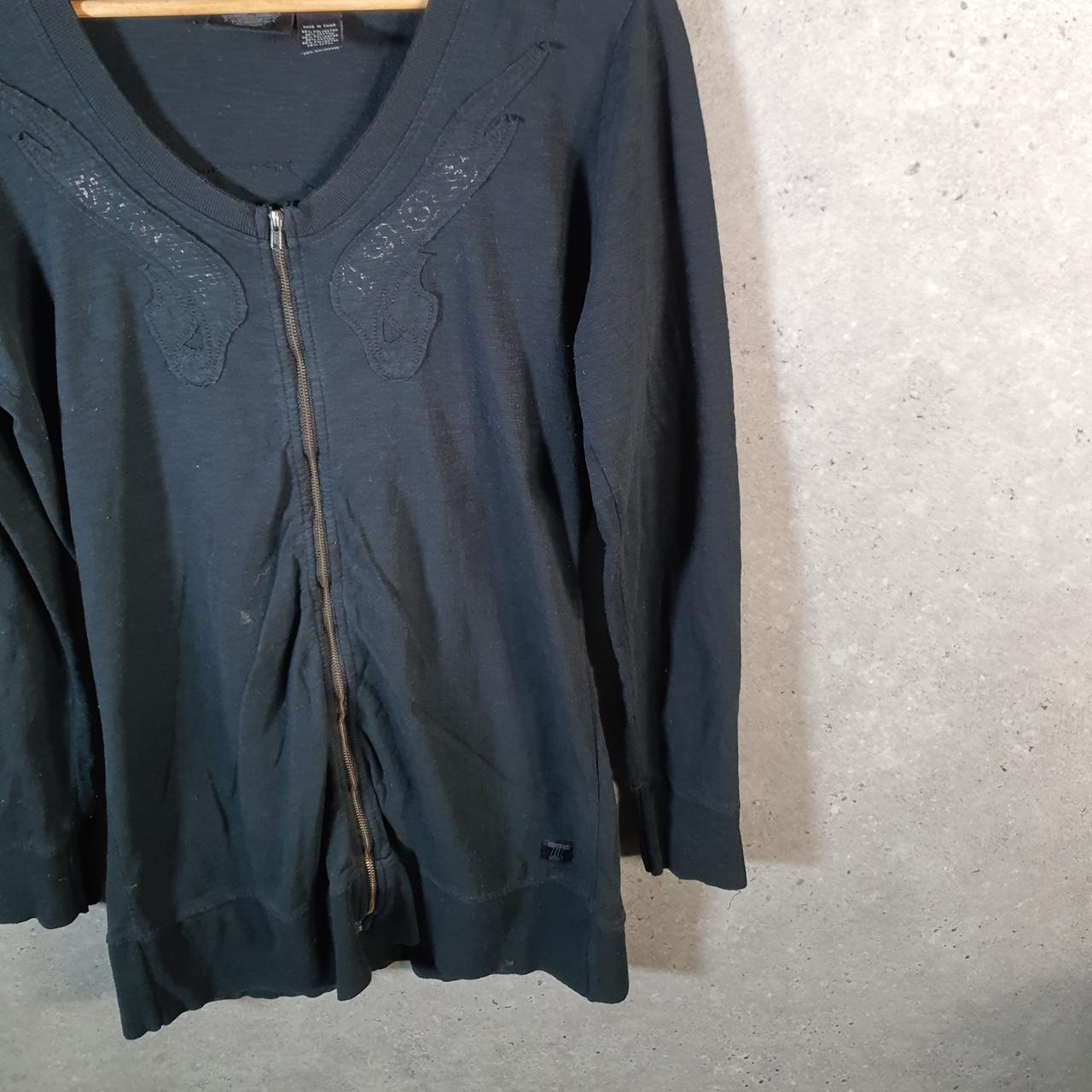 Vintage Harley Davidson Angel Wings Hoodie Womens Medium Black Full Zip USA