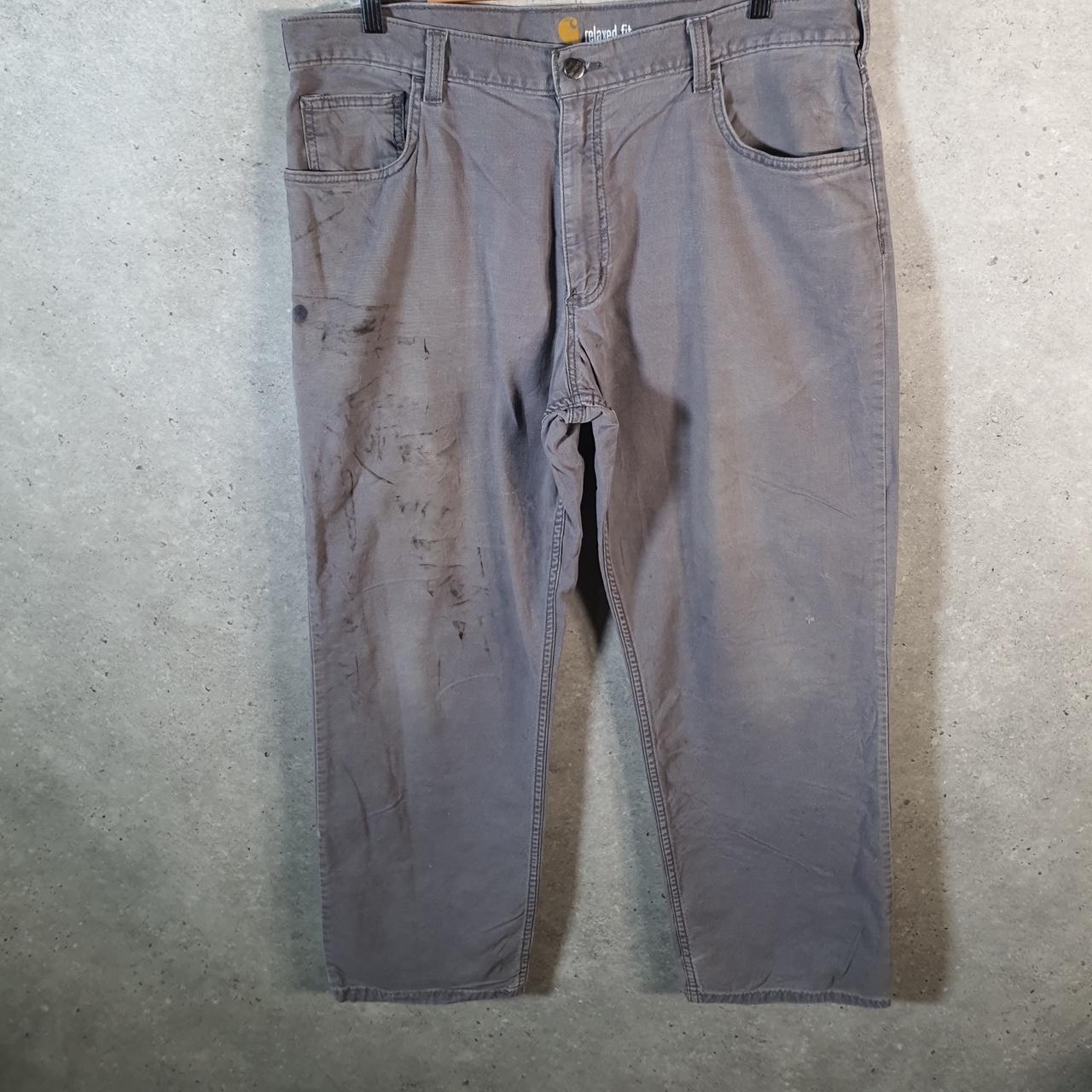 Vintage Carhartt Carpenter Trousers Mens W38 L30 Grey Relaxed Fit Workwear Thrashed