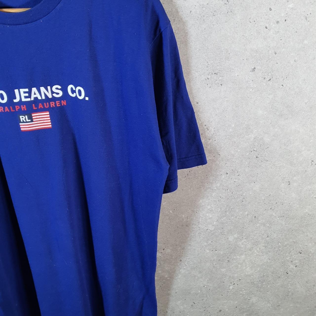 Vintage Ralph Lauren Polo Jeans USA Flag T Shirt Men’s Large Blue Classic Fit Pony