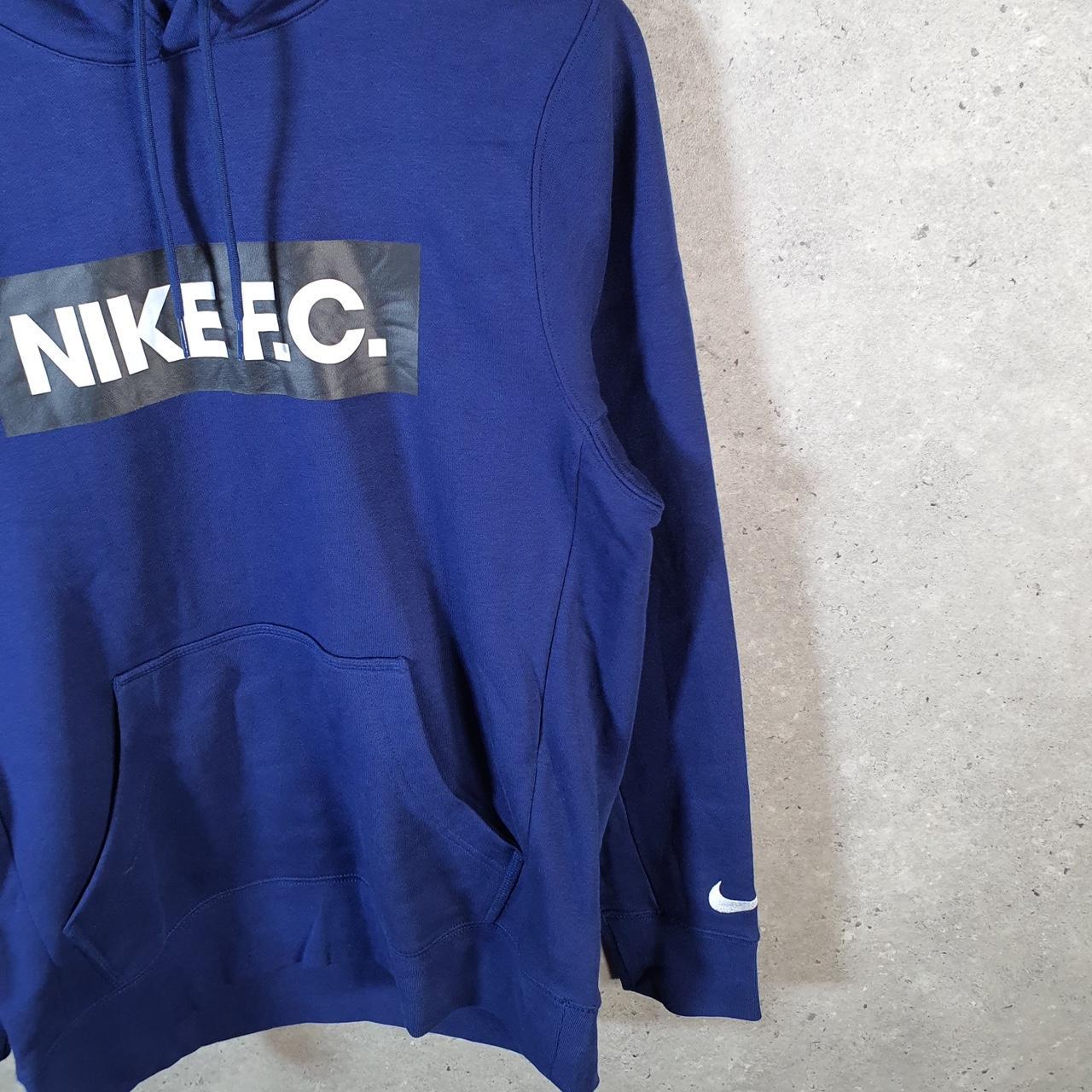 Vintage Nike FC Football Hoodie Men’s Small Blue Swoosh Y2K Pullover Sweatshirt Logo