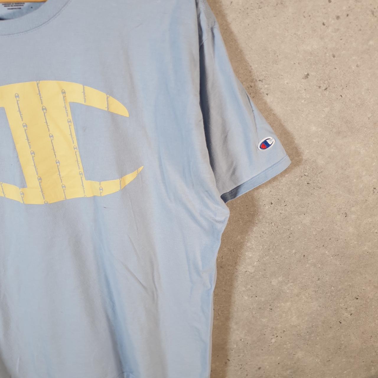 Vintage Champion Spellout Logo T Shirt Mens XL Blue USA Athletic