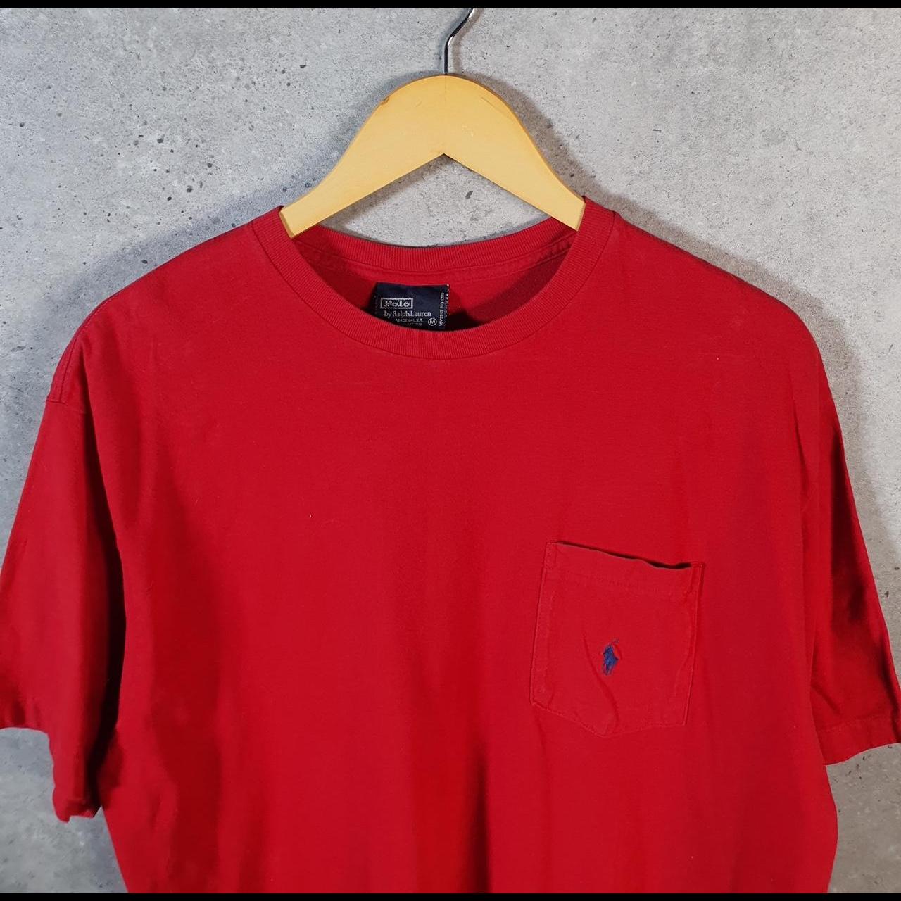 Vintage Ralph Lauren Polo T Shirt Men’s Medium Red Embroidered Pony Custom Slim Fit C9083