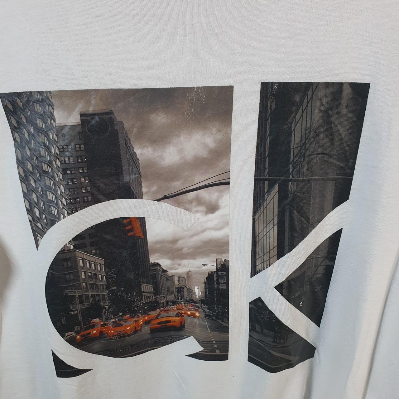 Vintage Calvin Klein Graphic Blank T Shirt Men’s Medium White Casual Sports