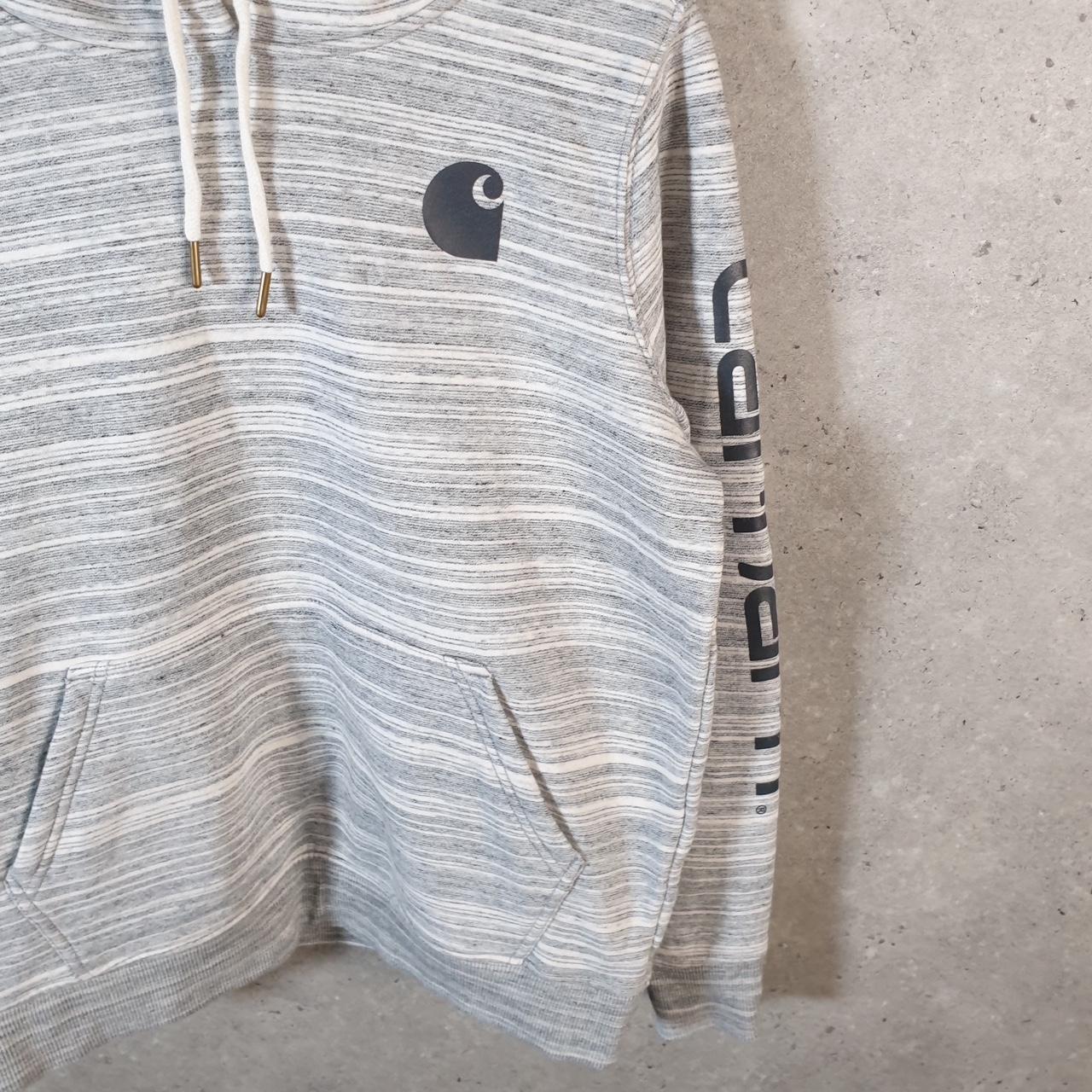 Vintage Carhartt Hoodie Womens Small Grey Pullover Blank Sweatshirt USA Relaxed Fit