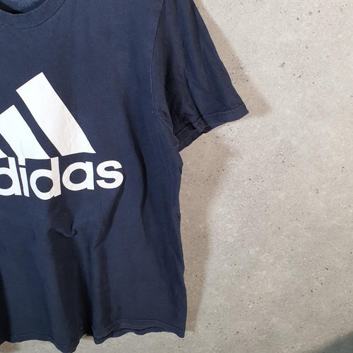 Vintage Adidas Amplifier T Shirt Men’s Large Navy Blue Three Stripes Logo Athletic
