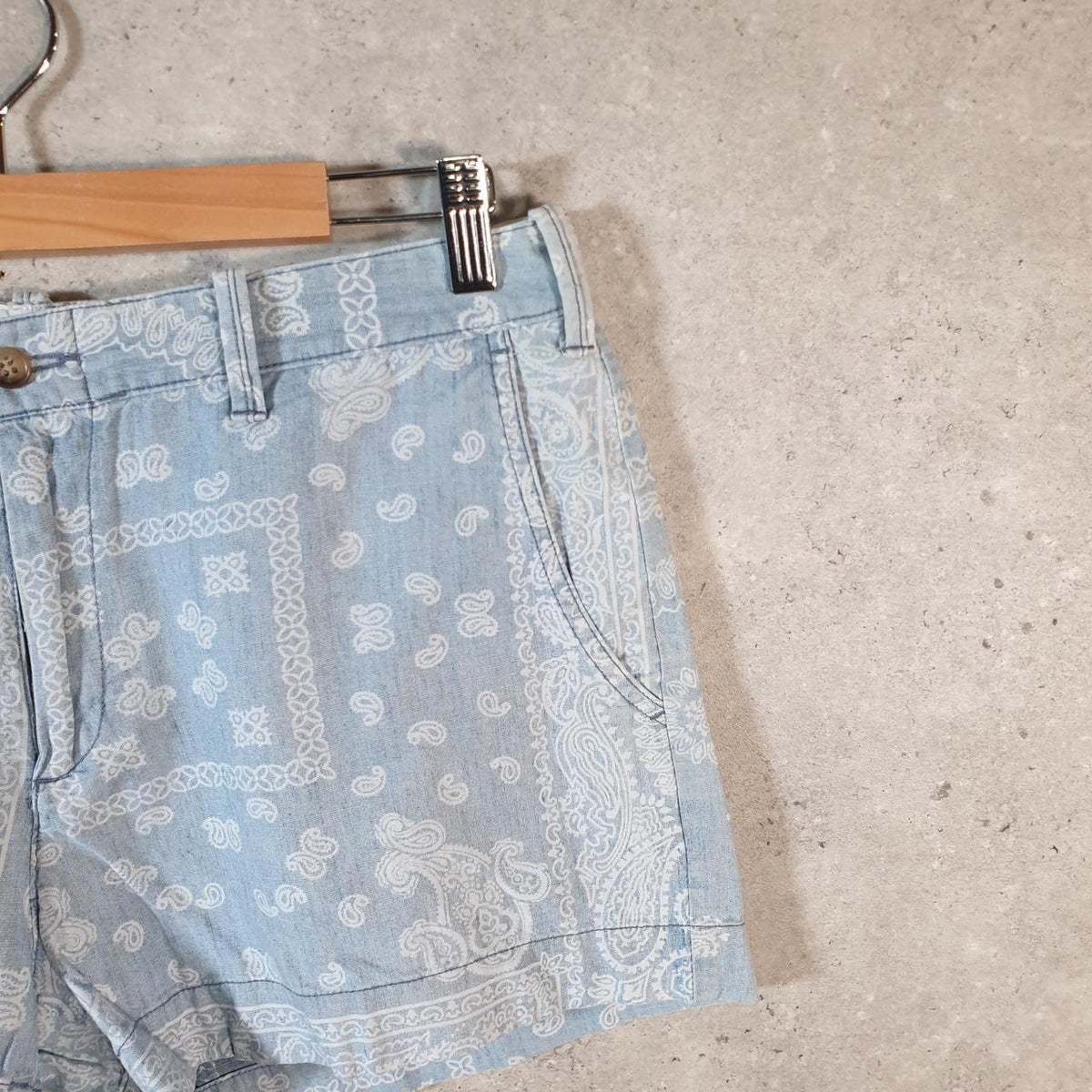 Vintage Ralph Lauren Polo Shorts Jorts Chino Cargo Womens W32 Blue Baggy Cotton